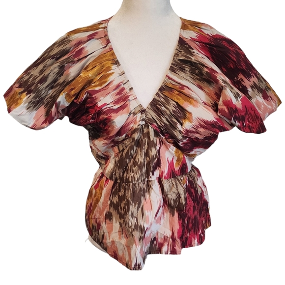 NEW Anthropologie | Love the Label Painterly Open-Back Savannah Burgundy Blouse - Picture 2 of 14